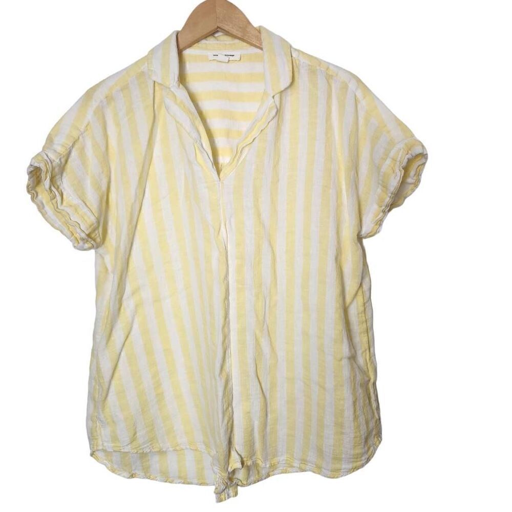 Beach Lunch Lounge Sammy top yellow white stripe cotton size Large